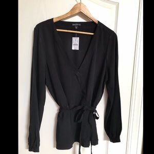 J. Crew Mercantile Blouse sz 14 peplum faux wrap